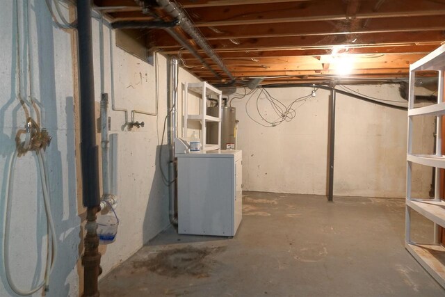 basement with water heater