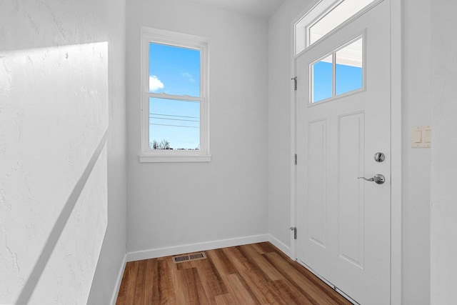 foyer entrance with dark hardwood / wood-style flooring