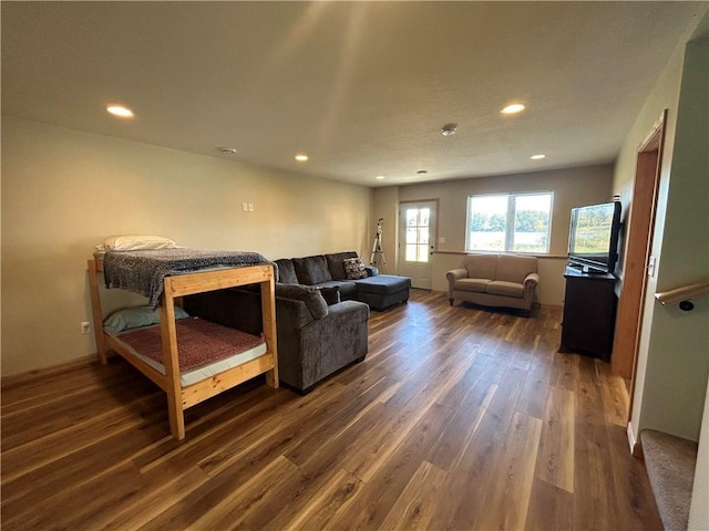 living room featuring dark hardwood / wood-style floors