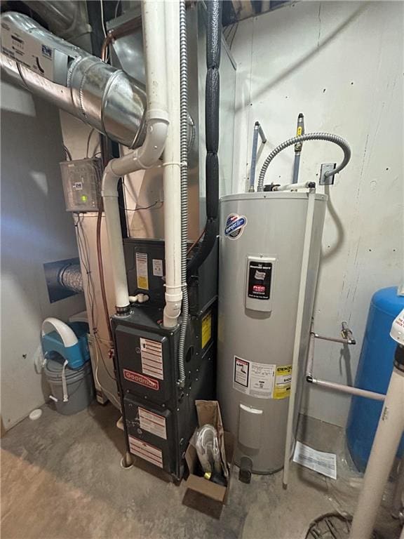 utility room with electric water heater