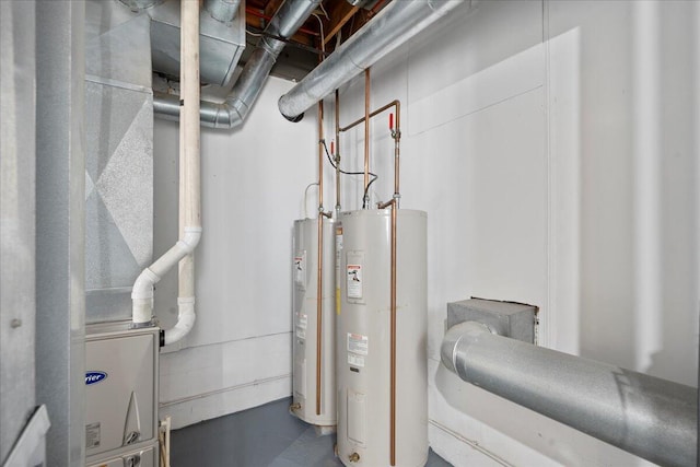 utility room with water heater