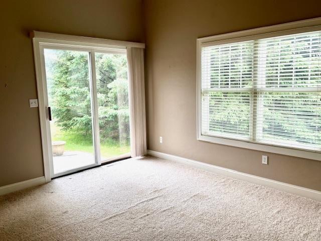 unfurnished room with carpet flooring and a healthy amount of sunlight