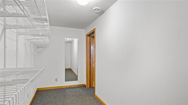 spacious closet with dark colored carpet