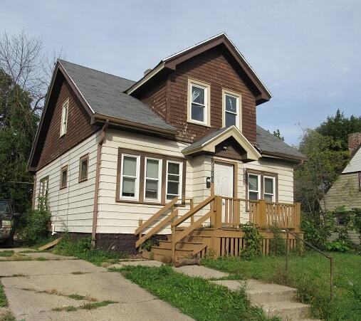 view of front of property with a deck