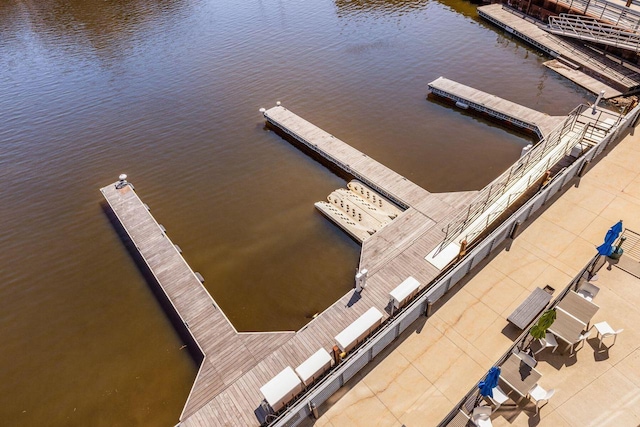 dock area featuring a water view