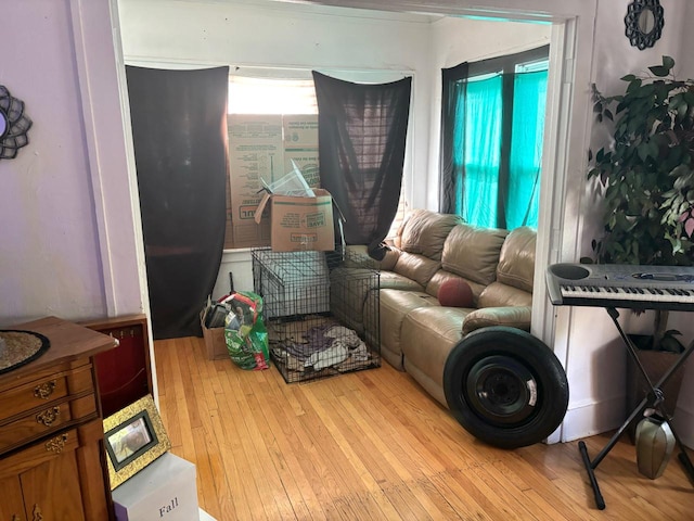 sitting room with light wood-type flooring