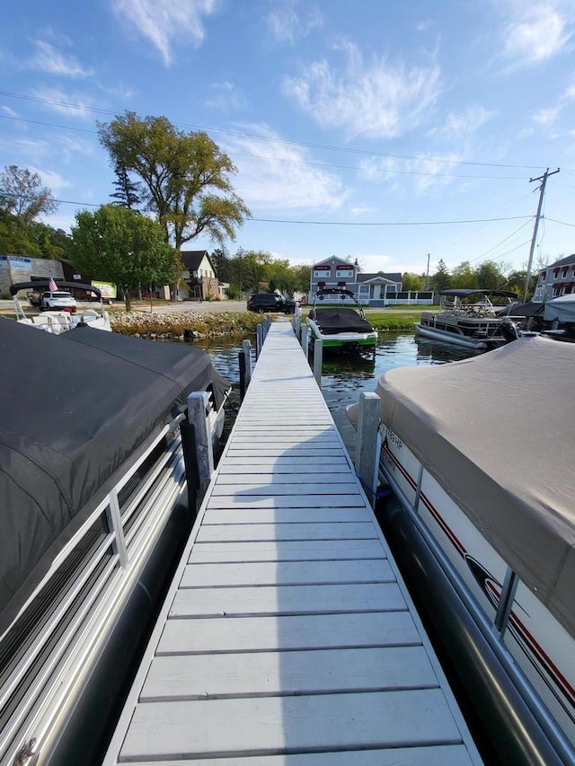 dock area with a water view