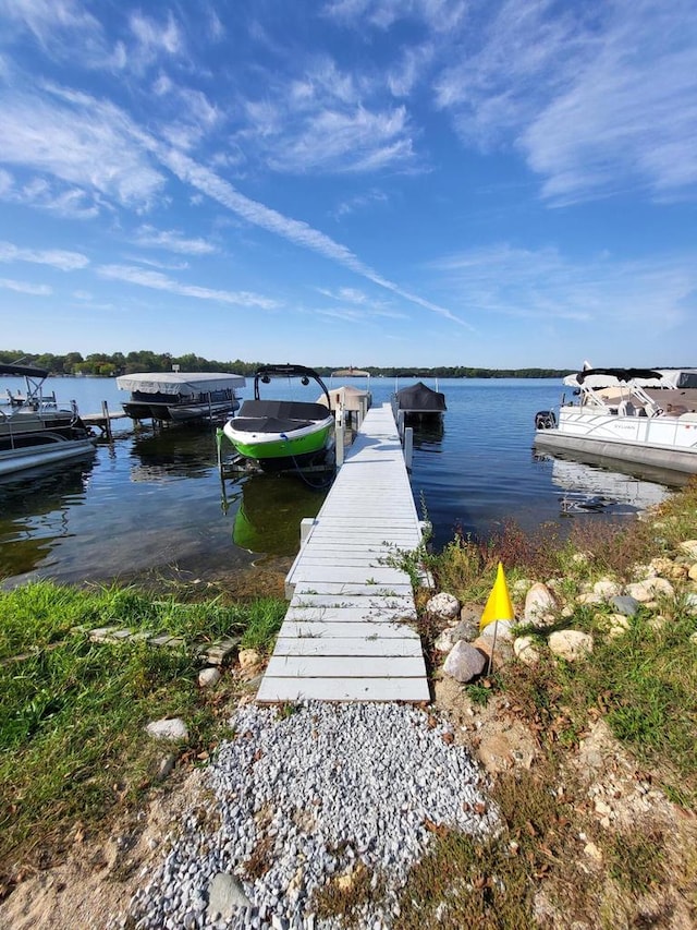 view of dock featuring a water view