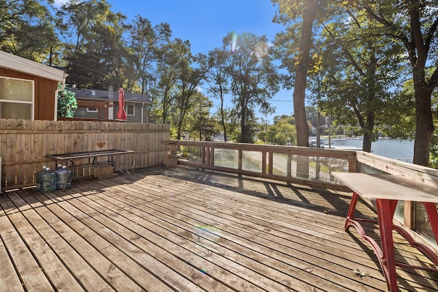 deck with a water view