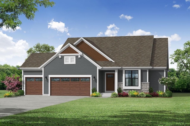 view of front of home featuring a garage and a front yard