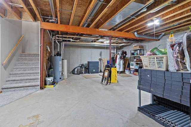 basement featuring water heater