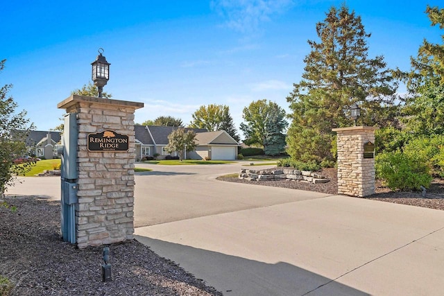 exterior space with a garage