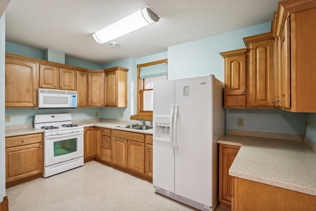 kitchen with white appliances and sink