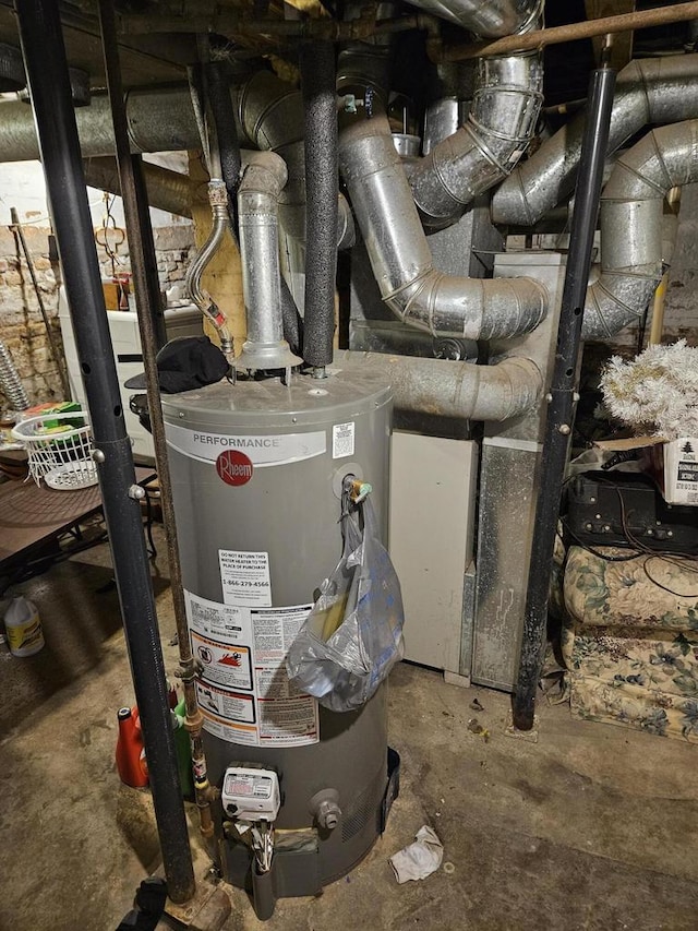 utility room featuring water heater