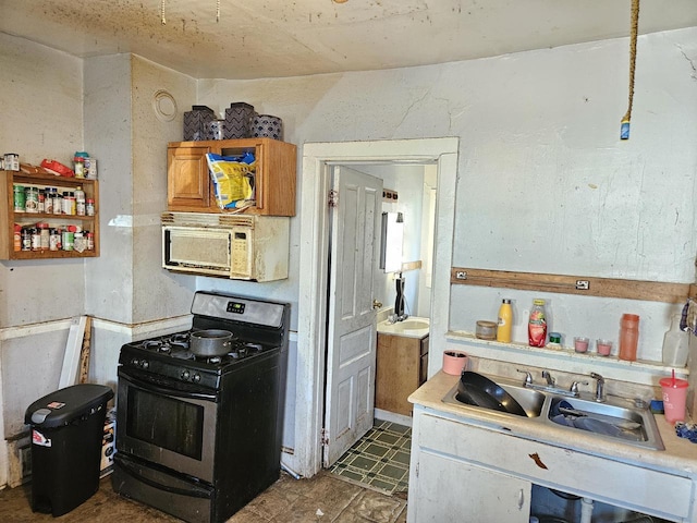 kitchen featuring black range with gas stovetop and sink