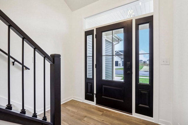 entrance foyer with light wood-type flooring