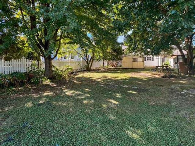 view of yard with a storage unit