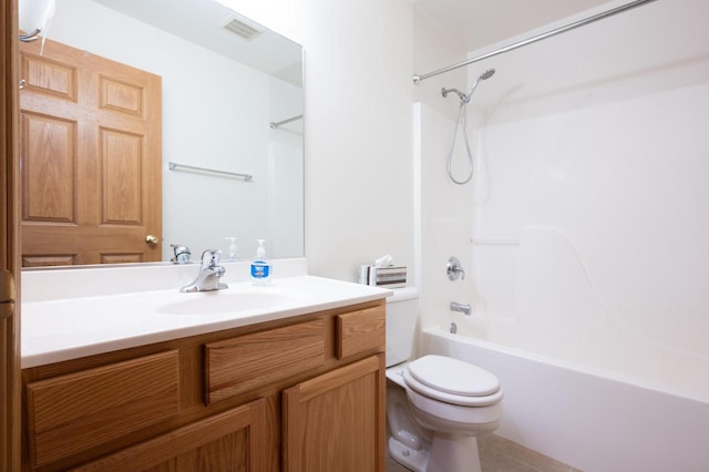 full bathroom featuring toilet, vanity, and shower / bath combination