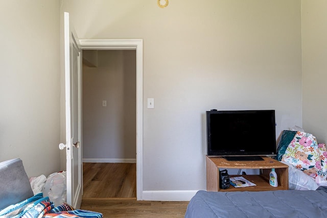 bedroom featuring hardwood / wood-style floors