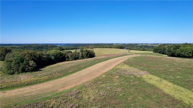 drone / aerial view with a rural view