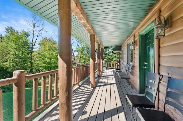 wooden deck with covered porch