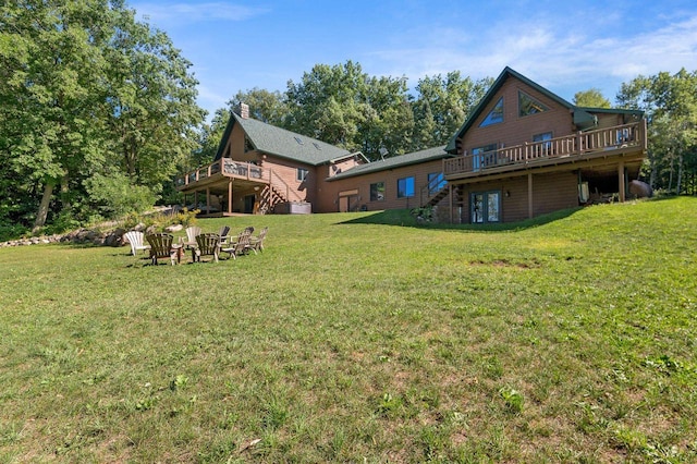 view of yard with a deck