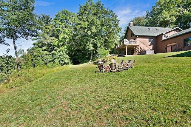 view of yard featuring a deck