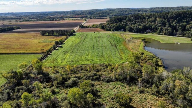 W9037 Ridgeview Trl, New Lisbon, WI 53950 - aerial view of property's location with a large body of water and rural landscape