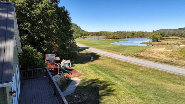 bird's eye view featuring a water view