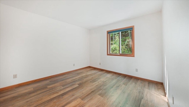 spare room featuring wood-type flooring