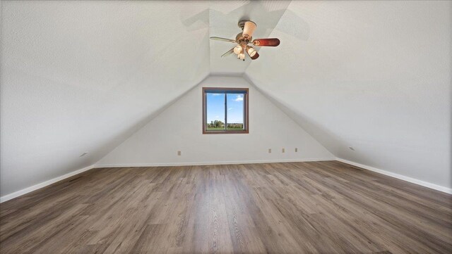 W9037 Ridgeview Trl, New Lisbon, WI 53950 - bonus room with a ceiling fan, lofted ceiling, wood finished floors, and baseboards