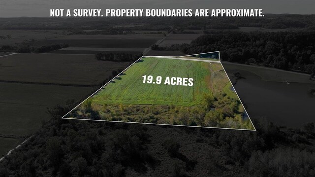 W9037 Ridgeview Trl, New Lisbon, WI 53950 - aerial overview of property's location featuring property boundaries highlighted and a heavily wooded area