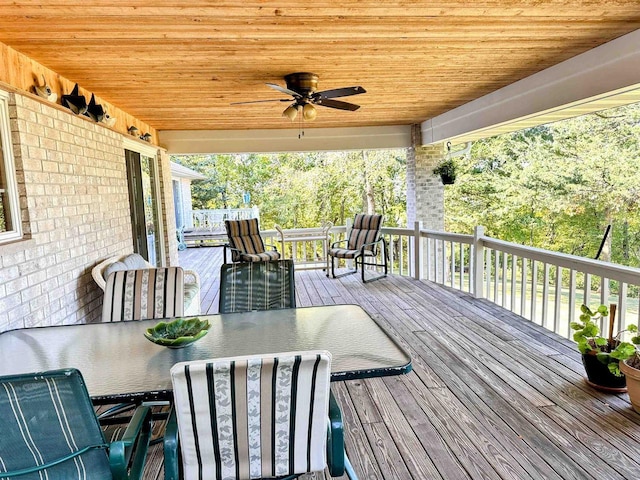 63574 Lohmann Ln, Eastman, WI 52626 - deck with outdoor dining area and ceiling fan