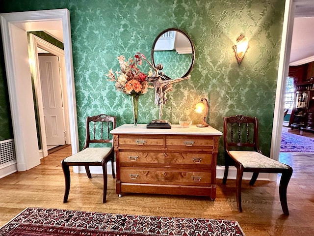 sitting room with light wood-type flooring