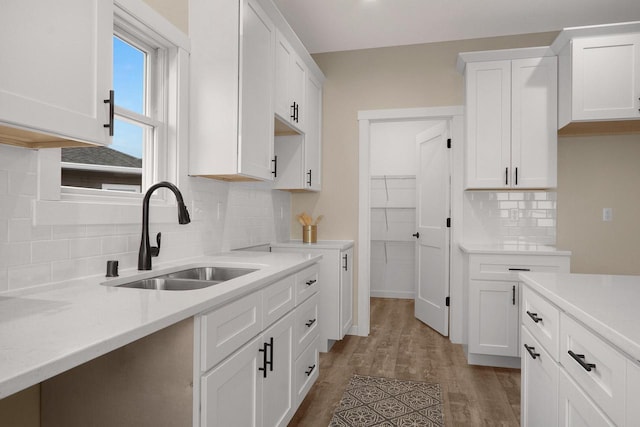 W4946 Battlestone Station Rd Unit 23, La Crosse, WI 54601 - kitchen featuring a sink, light countertops, light wood finished floors, and white cabinets