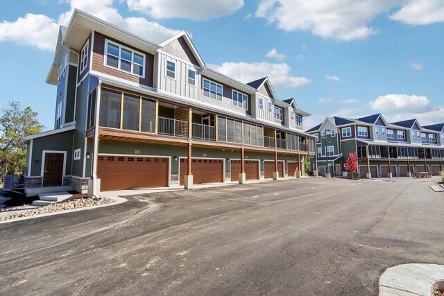 view of front of property with a garage