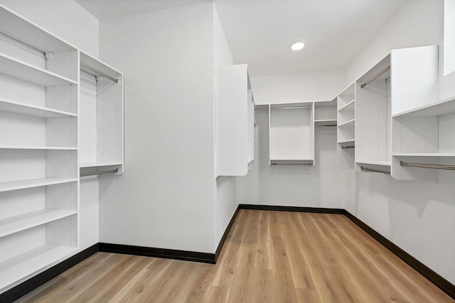 walk in closet featuring wood finished floors