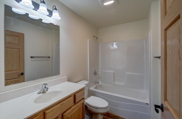 425 Mourning Dove Ct, Arena, WI 53503 - bathroom with toilet, vanity, and washtub / shower combination