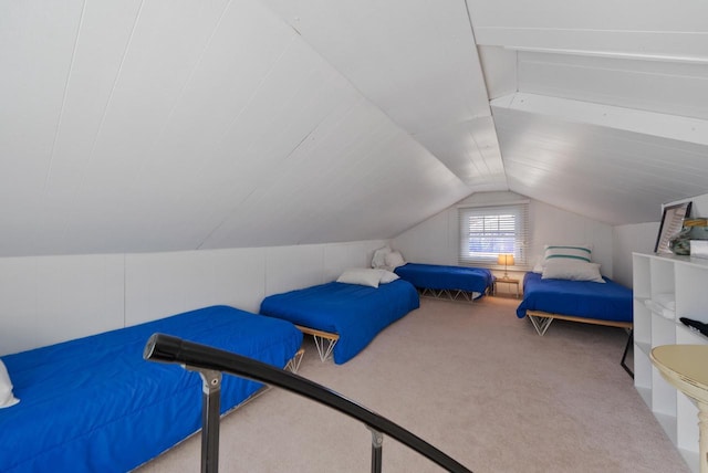 N1814 Highland Rd, Lake Geneva, WI 53147 - bedroom with lofted ceiling and carpet flooring