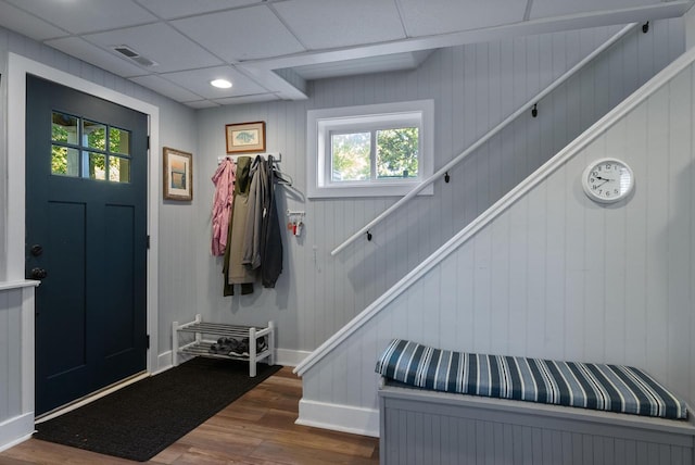 N1814 Highland Rd, Lake Geneva, WI 53147 - entrance foyer with wood finished floors, stairway, recessed lighting, and baseboards