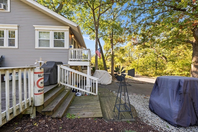 N1814 Highland Rd, Lake Geneva, WI 53147 - wooden terrace featuring area for grilling and stairs
