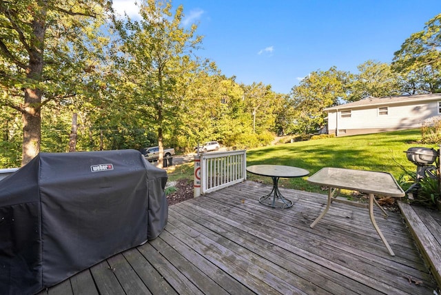 N1814 Highland Rd, Lake Geneva, WI 53147 - deck featuring a grill and a lawn