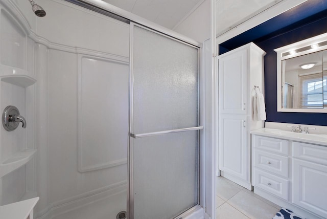 N1814 Highland Rd, Lake Geneva, WI 53147 - full bath featuring a shower stall, vanity, and tile patterned flooring