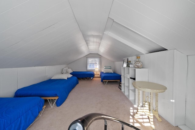 N1814 Highland Rd, Lake Geneva, WI 53147 - bedroom with lofted ceiling and carpet