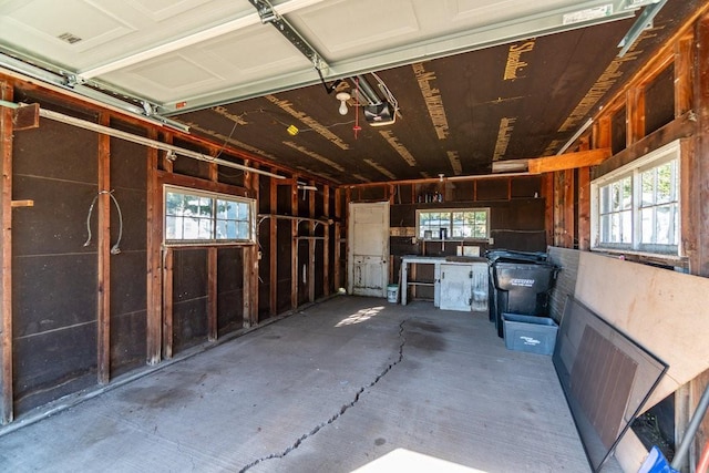 garage with a garage door opener