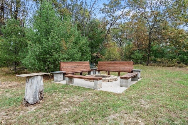 view of yard featuring a fire pit