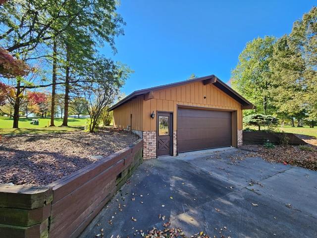 garage with wooden walls