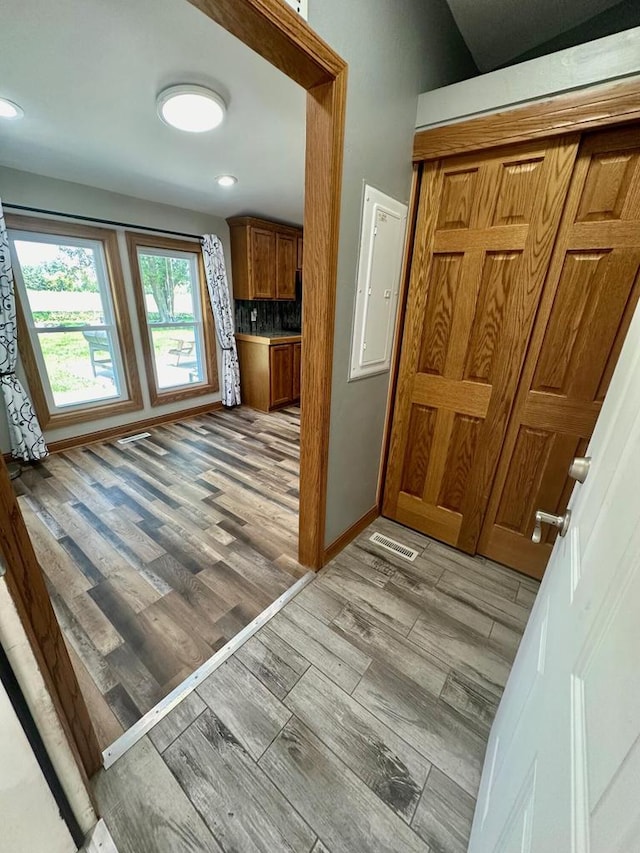 interior space with light wood-type flooring