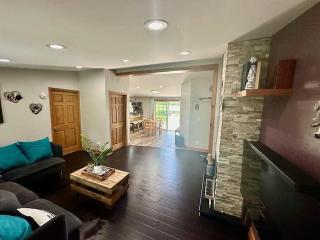 living room with wood-type flooring