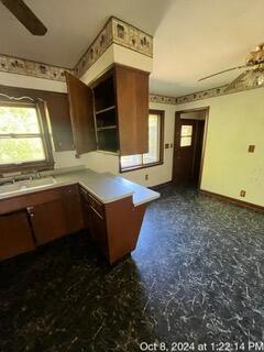 kitchen with ceiling fan